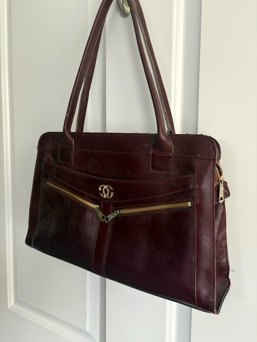 Vintage Leather GG Oxblood Red Shoulder Bag 1970s